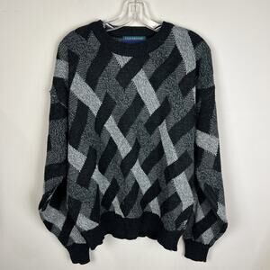 Vintage‎ Claybrooke Sweater Mens L Crew Neck Pullover Black Gray Cosby 90s